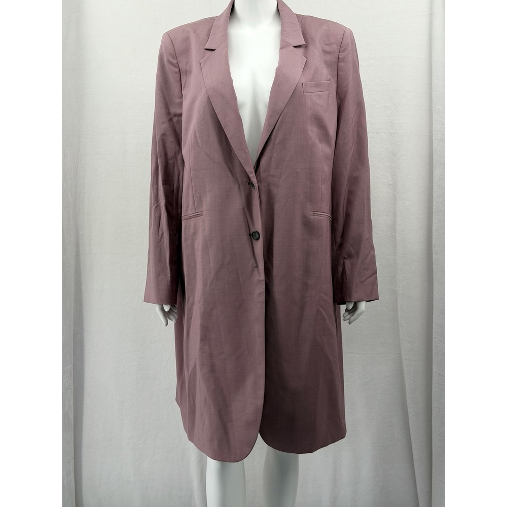 Indochino Blazer Womens Custom XL 1X Mauve Longline Wool Mohair Tailored Office